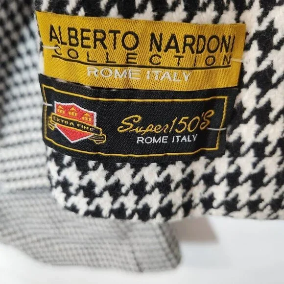 NWT Alberto Nardoni 'Super 150's High Twist Cashmere-2BV Houndstooth' Men's Coat